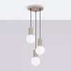Lampe à suspension en aluminium/verre 3 lampes 25x25x125cm Sollux