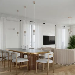 Lampe à suspension en aluminium/verre 3 lampes 25x25x125cm Sollux