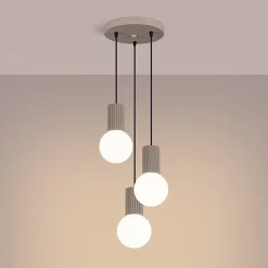 Lampe à suspension en aluminium/verre 3 lampes 25x25x125cm Sollux