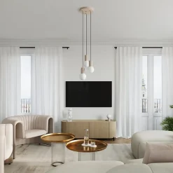 Lampe à suspension en aluminium/verre 3 lampes 25x25x125cm Sollux