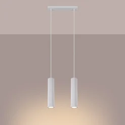 Lampe à suspension en aluminium 2 ampoules 4000K - 30x6.5x90cm Sollux