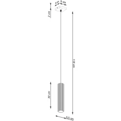 Lampe à suspension en aluminium 1 ampoule 4000K - 8x8x118cm Sollux