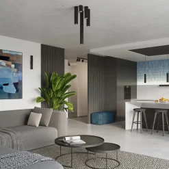 Lampe à suspension en aluminium 2 ampoules 3000K - 30x6.5x90cm Sollux