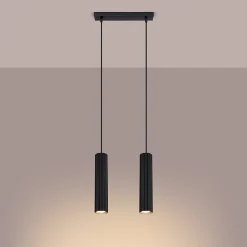 Lampe à suspension en aluminium 2 ampoules 3000K - 30x6.5x90cm Sollux