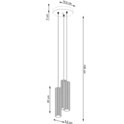 Lampe à suspension en aluminium 3 ampoules 4000K - 19.5x19.5x108cm Sollux