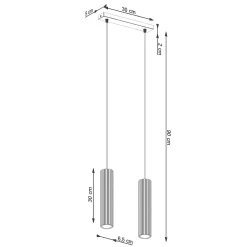 Lampe à suspension en aluminium 2 lampes 30x6.5x90cm Sollux