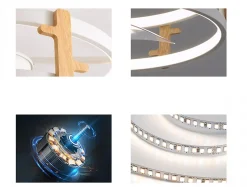 Lampe à ventilateur LED avec détails en bois