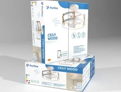 Lampe à ventilateur LED avec détails en bois