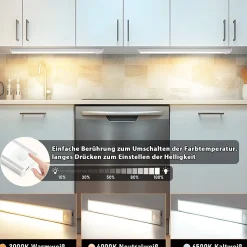 Lampe 2 x LED sous meuble NETTLIFE avec détecteur de mouvement, rechargeable par USB, 1 500 mAh