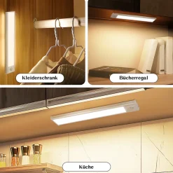 Lampe 2 x LED sous meuble NETTLIFE avec détecteur de mouvement, rechargeable par USB, 1 500 mAh,un couloir ou un placard