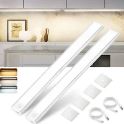 Lampe 2 x LED sous meuble NETTLIFE avec détecteur de mouvement, rechargeable par USB, 1500 mAh, un couloir ou un placard