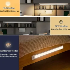 Lampe 2 x LED sous meuble NETTLIFE avec détecteur de mouvement, rechargeable par USB, 1500 mAh, un couloir ou un placard