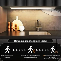 Lampe 2 x LED sous meuble NETTLIFE avec détecteur de mouvement, rechargeable par USB, 1500 mAh, un couloir ou un placard