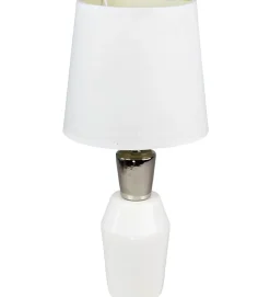 Lampe a poser ceramique tissu blanc et argent Luminaire chevet LED chambre salon