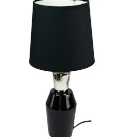 Lampe a poser ceramique tissu noir et argent Luminaire chevet LED chambre salon