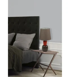 Lampe a poser pied ceramique orange et marron chocolat luminaire