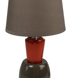 Lampe a poser pied ceramique orange et marron chocolat luminaire