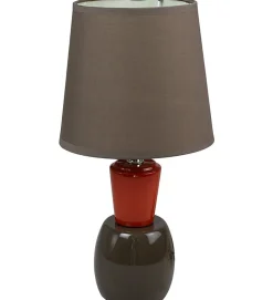 Lampe a poser pied ceramique orange et marron chocolat luminaire