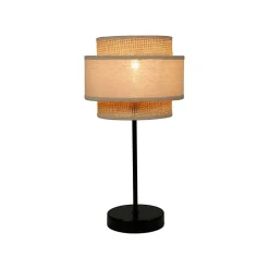 Lampe abat-jour papier rotin 3 niveaux beige