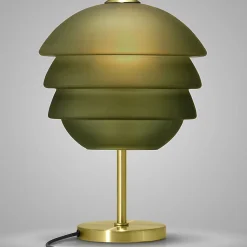 Lampe Athena verte métal verre 29x29x42cm