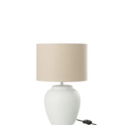 Lampe avec abat-jour en céramique blanc 28x28x48 cm