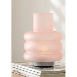 Lampe avec led en verre rose 17x17x24 cm