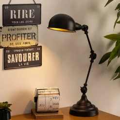 Lampe Basalt noire - métal H55 cm - Atmosphera