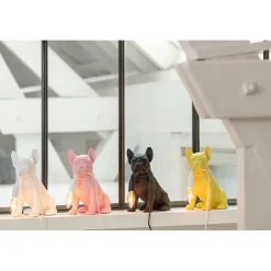 Lampe bulldog en synthétique noir 25x14x29 cm