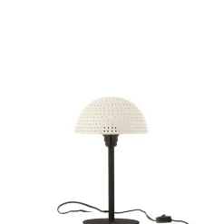 Lampe champignon en métal blanc 21x21x37 cm