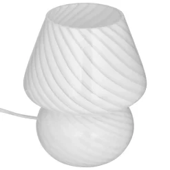 Lampe champignon en verre - Hauteur 18 cm - Blanc