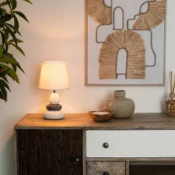 Lampe Clary - ivoire et taupe - céramique H33 cm - Atmosphera