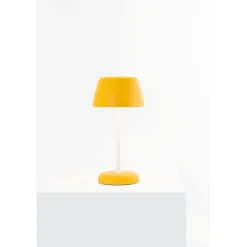 Lampe connectée Trilli Wi-Fi Zafferano - LED rechargeable, tactile, application Wi-Fi, céramique décorée blanche et ocre