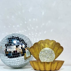 Lampe coquillage lumineuse - - Effet pailleté (18x13x15 cm - Doré)