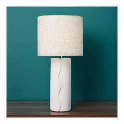 Lampe céramique avec abat-jour lin