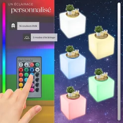 Lampe cube avec éclairage LED 12 W avec télécommande et ampoule