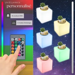 Lampe cube avec éclairage LED 12 W avec télécommande et ampoule