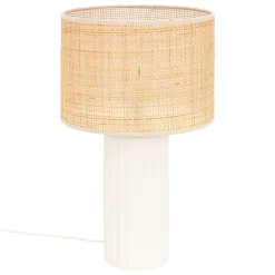 Lampe cylindre en céramique - H. 47 cm - Blanc
