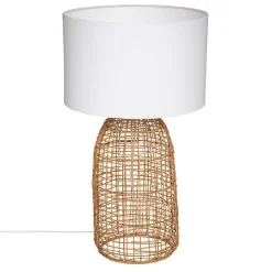 Lampe cylindre Karla - rotin - blanc H56 cm - Atmosphera
