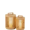 Lampe cylindrique en bois de sapin beige 24.5x24.5x36 cm