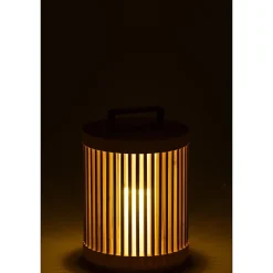 Lampe cylindrique en bois de sapin beige 24.5x24.5x36 cm