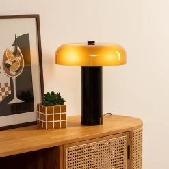 Lampe cylindrique Jody verre ambre H37cm - Atmosphera