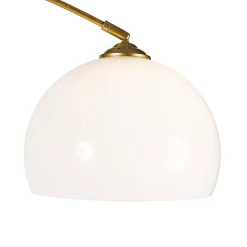 Lampe d'arc moderne en laiton avec abat-jour blanc - Arc Basic