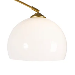 Lampe d'arche intelligente en laiton avec abat-jour blanc incl. Wifi A60 - Arc Basic