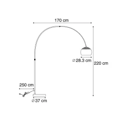 Lampe d'arche moderne en acier réglable - Grande