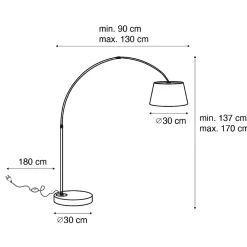 Lampe d'arche moderne noire avec or - Arc Basic