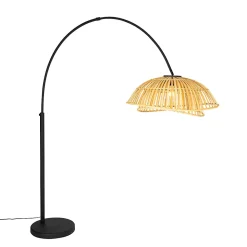 Lampe d'arche orientale noire avec bambou naturel - Pua