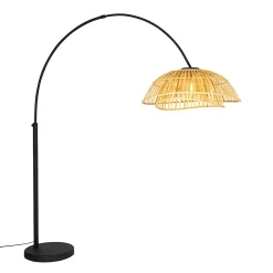 Lampe d'arche orientale noire avec bambou naturel - Pua