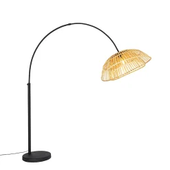 Lampe d'arche orientale noire avec bambou naturel - Pua