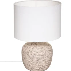 Lampe Davia - beige et blanc - céramique H40 cm - Atmosphera