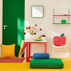 Lampe déco à poser Sodeco rouge et blanc H.25 x Ø11,5 cm